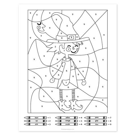halloween color  number worksheets simple everyday mom