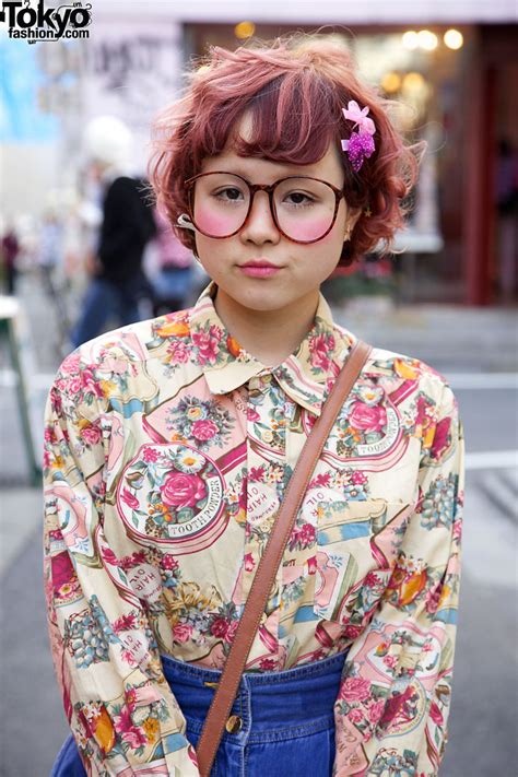 Big Glasses Girl W Cute Hair And Makeup In Harajuku Tokyo Fashion