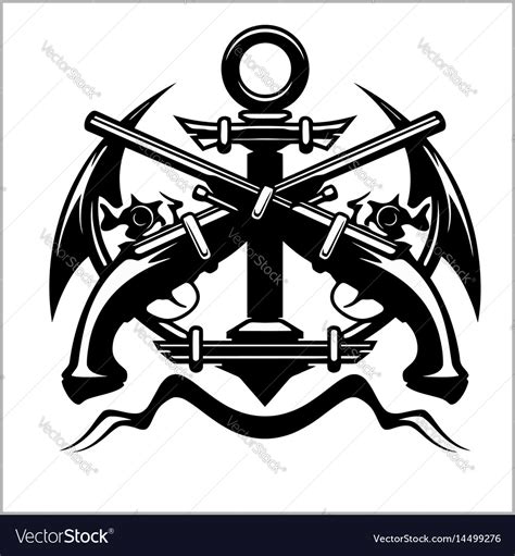 pirate emblem anchor and pistol royalty free vector image