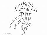 Jellyfish Drawing Easy Coloring Pages Kids Printable Cute Draw Drawings Adults Color Print Paintingvalley sketch template