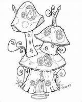 Fairy Coloring Pages House Garden Mushroom Printable Drawing Adult Houses Fairies Whimsical Recess Sheets Tree Book Color Mushrooms Gnome Colouring sketch template