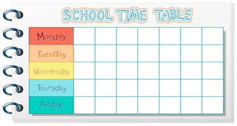 school timetable template  notebook theme  vector art  vecteezy