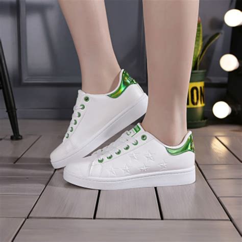 woman sneakers white shoes  spring platform casual  slip pu leather laces shoes