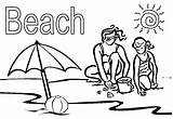 Beach Pages Coloring Clipart Library Kids Beaches sketch template