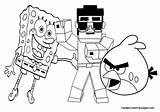 Minecraft Coloring Pages Spongebob Angry Birds Stampy Printable Week Kids Boys Colouring Print Color Style Gangnam Drawing Book Mind Craft sketch template