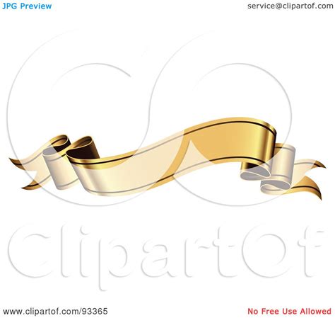 royalty  rf clipart illustration   blank wavy gold ribbon
