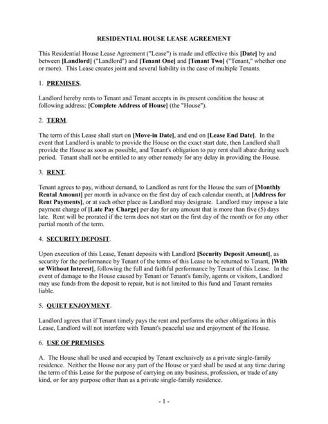 lease agreement templates  word