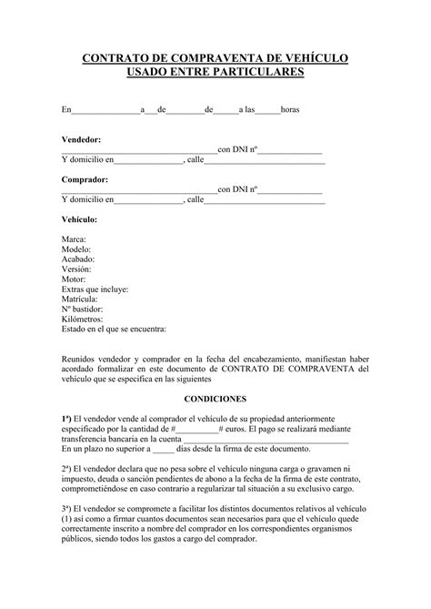 contrato de compraventa de vehiculo usado entre particulares actualidadmotorcom