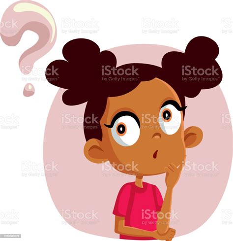 cute girl  questions vector character stock illustration