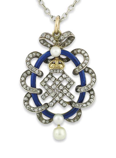 queen alexandra    royal  diamond  enamel pendant  queen alexandra