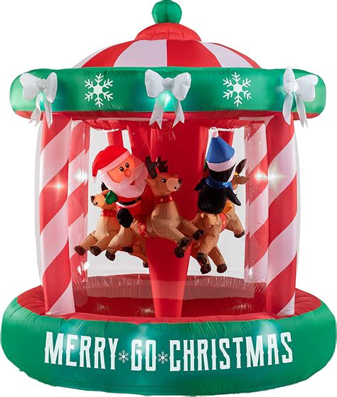 Gemmy 7ft Airblown Inflatable Santa Riding Reindeer On