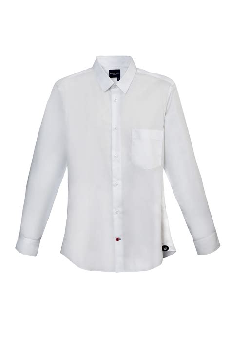 white classic collar long sleeves shirt  pocket  side logo browneandcocom