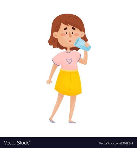 Young Dark Haired Girl Character Standing Vector Image