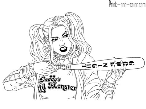 harley quinn coloring pages print  colorcom