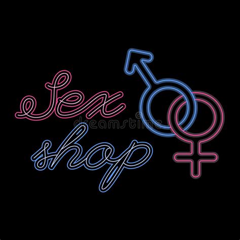 sex shop logo template vector neon signage stock vector