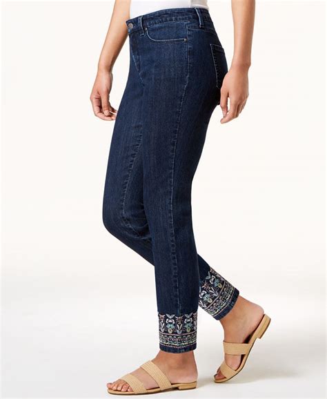 charter club bristol skinny embroidered ankle jeans created  macys macys