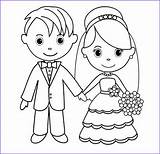 Coloring Pages Kids Bride Groom Wedding Printable Cute sketch template