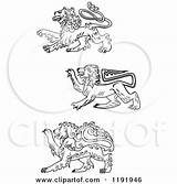 Royal Vector Lions Heraldic Illustration Clipart Royalty Tradition Sm sketch template