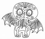 Cthulhu Coloring Pages Adult Hello Sugar Colouring Wenchkin Skull Sheets Stress Yucca Dead Yuccaflatsnm Muertos Dia Coloriage Kleurplaat Halloween Flats sketch template