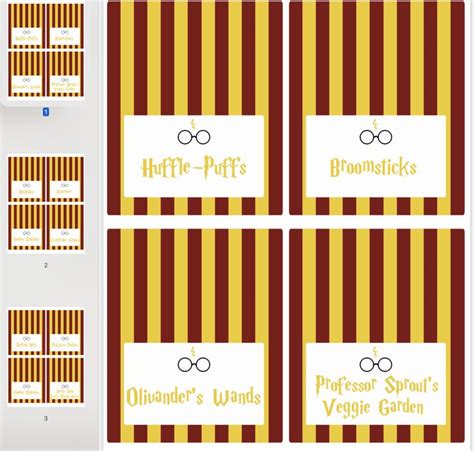 printable candy buffet signs harry potter food labels