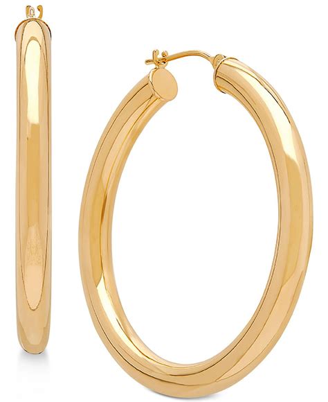 macys polished hoop earrings   gold  yellow gold metallic