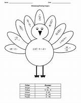 7th Turkey Grade Integers Operations Common Coloring Core Preview sketch template