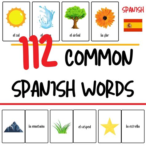 spanish flashcards  common spanish words spanish  beginners