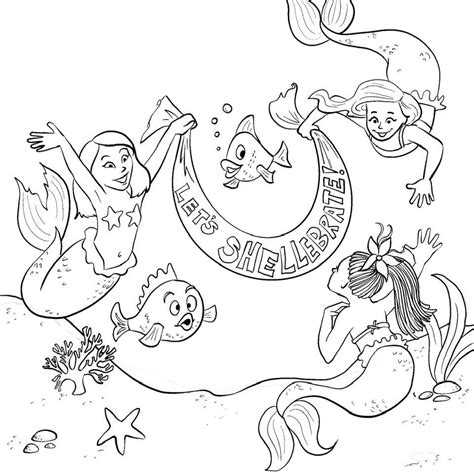 mermaid birthday  printable coloring sheet  mermay coloring