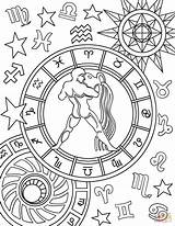 Coloring Zodiac Aquarius Sign Pages Printable Signs Drawing Star Categories sketch template
