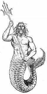 Poseidon Drawing God Tattoo Sketch Coloring Greek Trident Neptune Pages Sea Zeus Tattoos Drawings Mermaid Triton Merman Neptun Mygodpictures Beach sketch template