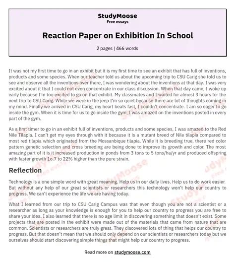 reaction paper  exhibition  school  essay