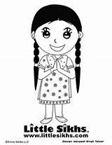 Coloring Little Pages Girl Sikh Sikhs Fun Around Babysitting sketch template