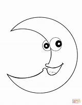 Coloring Moon Crescent Pages Smiling Printable Cartoon Drawing Dot Paper Categories sketch template