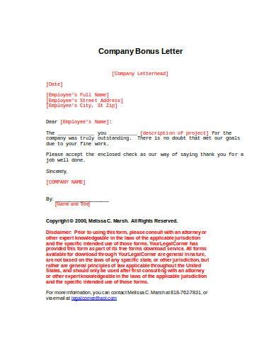 company bonus letter templates  google docs pages word