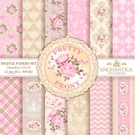 digital paper shabby chic shabby chic paper vintage floral etsy