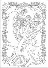 Dover Engel Angels Erwachsene Colouring Doverpublications sketch template