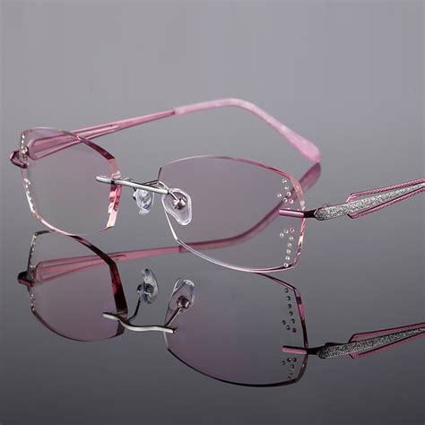 rimless glasses prescription titanium frame women s optical glasses