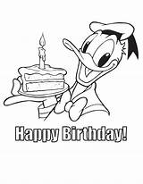 Coloring Birthday Pages Donald Duck Happy Cake Disney Drawings Popular Printable Cakes Party Kids Color Hmcoloringpages sketch template