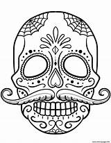 Skull Sugar Coloring Calavera Pages Printable Mustache Simple Para Calaveras Drawing Color Print Caveira Colorear Skulls Halloween Dibujos Mexicana Muertos sketch template