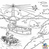 Rescue Coloring Thomas Drawing Friends Island Train Water Harbour Colour Tank Colouring Misty Helicopter Harbor Bulstrode Sodor Lifeboat Engine Toys sketch template