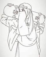 Sketsa Kartun Muslimah Niqab Mewarnai Lineart Warna Menggambar Vector Terpisah Kunjungi Anak Simpan sketch template