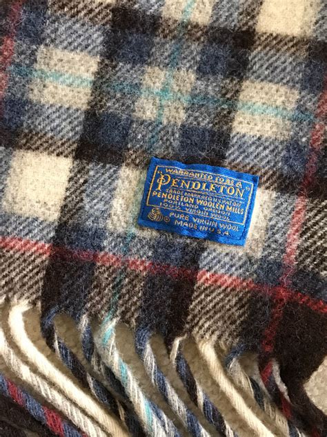 vintage pendleton wool plaid blanket throw camp blanket