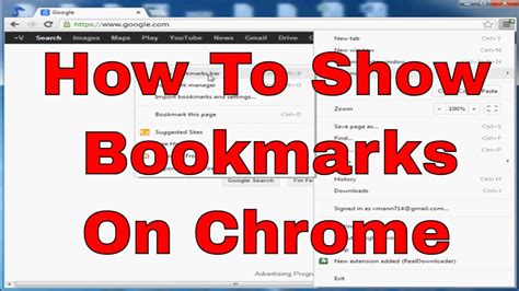 show bookmarks  favorites   google chrome browser youtube