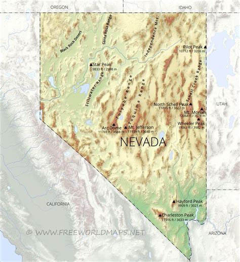29 physical map of nevada maps database source