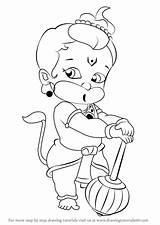 Hanuman Drawing Draw Baby Pencil Drawings Step Pages Coloring Face Outline Sketch Sketches Cartoon Painting Ganesha Easy Bal Kids Simple sketch template