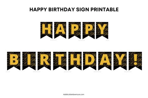 happy birthday sign printable add   adventure