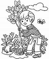 Coloring Planting Pages Kids Tree Drawing Trees Boy Little Getdrawings People Disney Sheets Color Madarak Fák és Napja sketch template