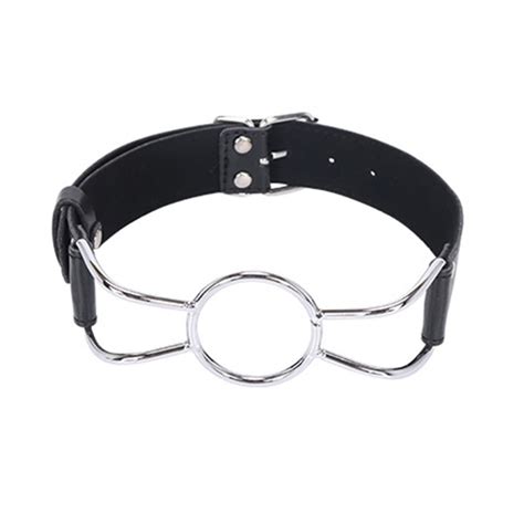 pu leather sex toys metal ring gag ball flirting open mouth gag sexual