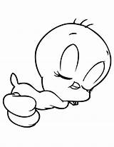 Coloring Pages Tweety Bird Cute Disney Cartoon Printable Easy Girls Characters Drawings Girl Sleepy Print Draw Clipart Color Cliparts Baby sketch template