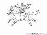 Horse Princess Coloring Pages Riding Children Sheet Title sketch template